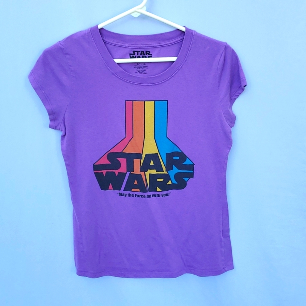 Star Wars tee shirt juniors size large purple